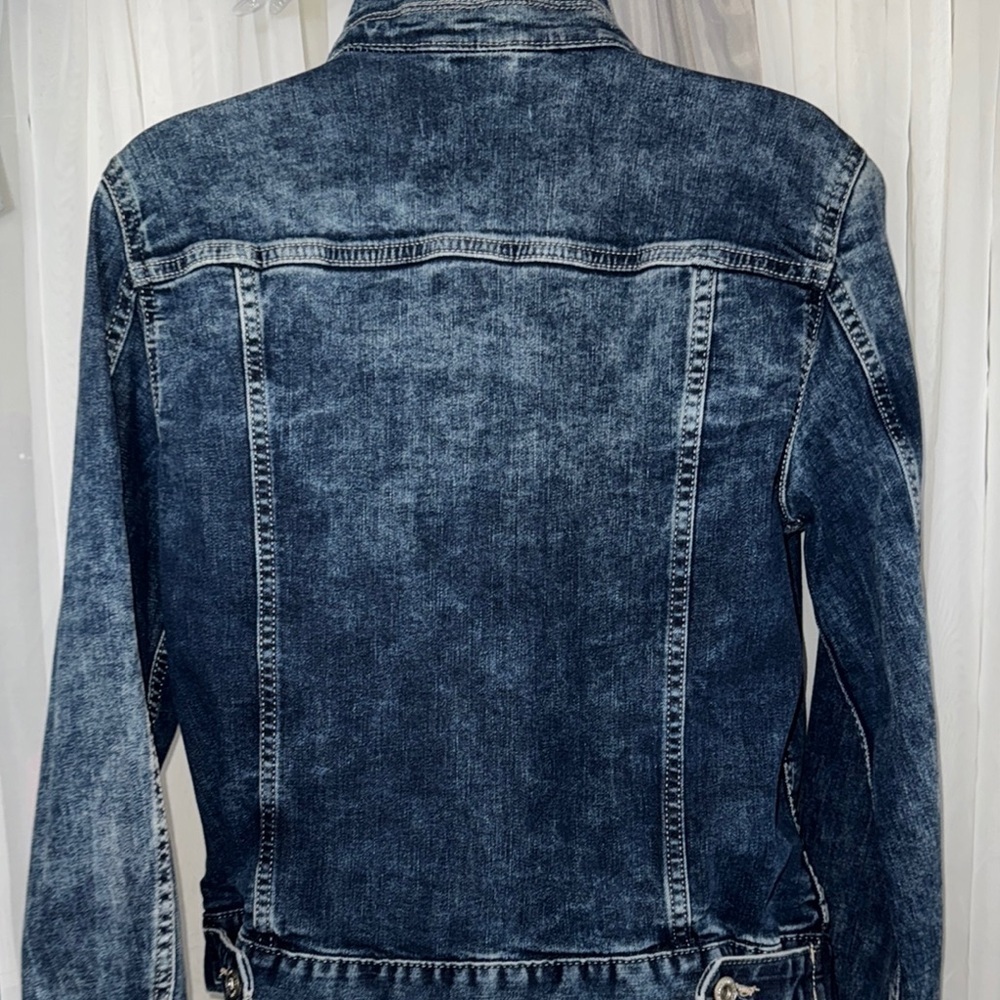 Liz Claiborne Blue Jean Jacket Distressed Vintage Style - Picture 7 of 9